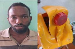 Collage photo of a terror suspect and an Improvised Explosive Device (IED)